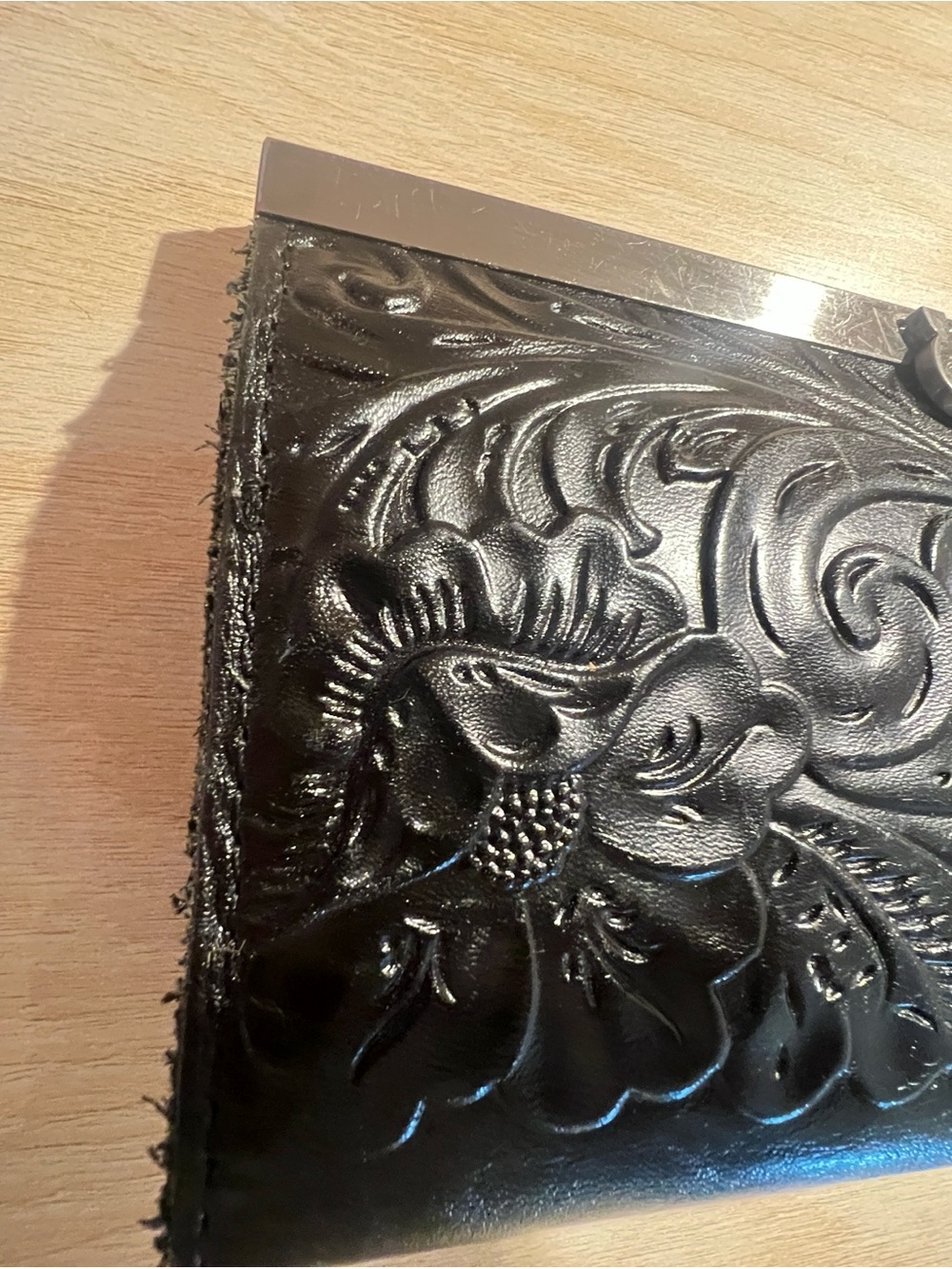 Patricia Nash Tooled Black Floral-Embossed Leather Wallet - Picture 3 of 9